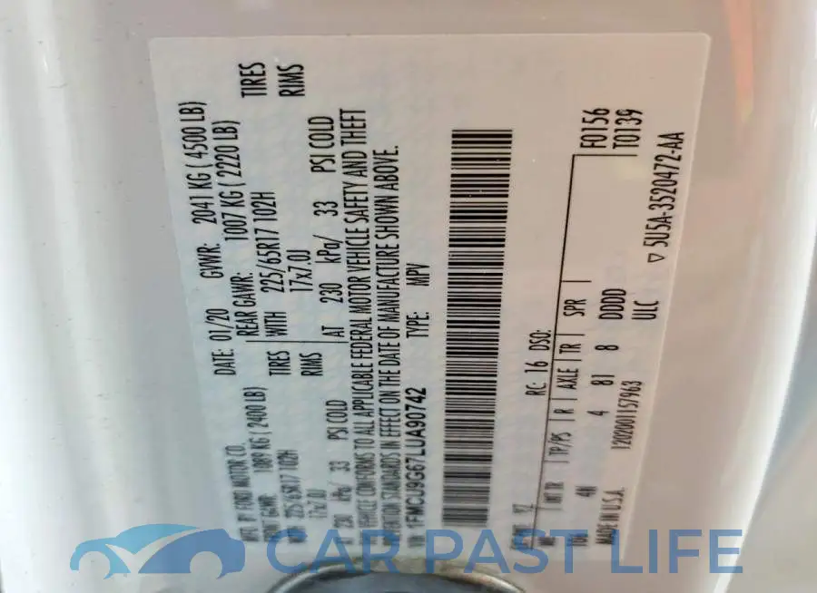 1FMCU9G67LUA90742# 13