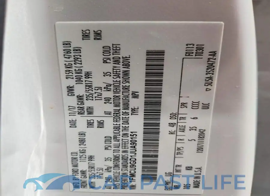 1FMCU9GD1JUA90151# 13