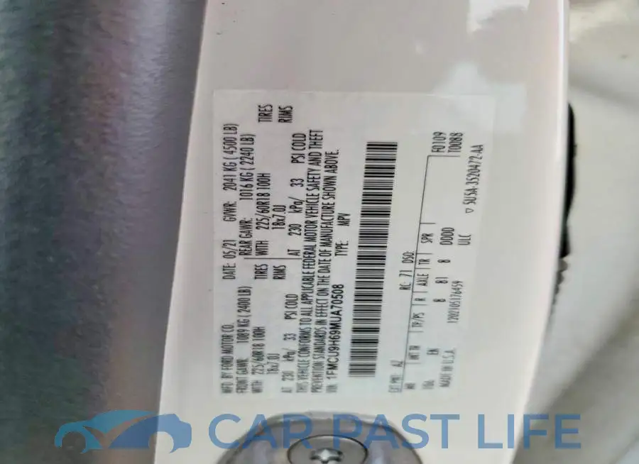 1FMCU9H69MUA70508# 12