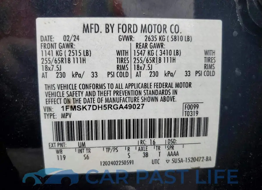 1FMSK7DH5RGA49027# 13