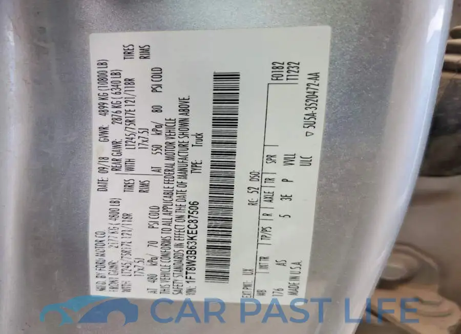 1FT8W3B63KEC87506# 12