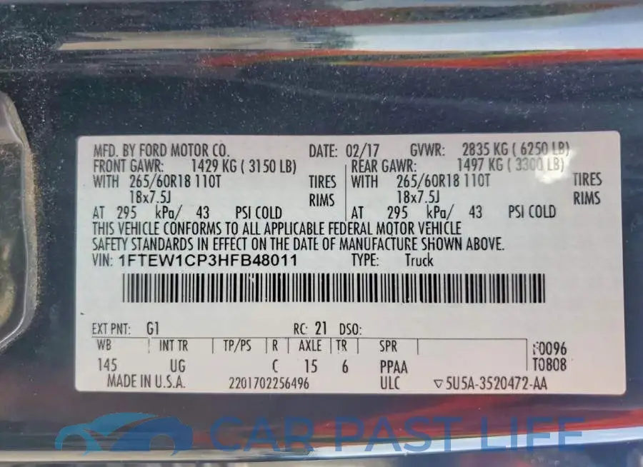 1FTEW1CP3HFB48011# 12