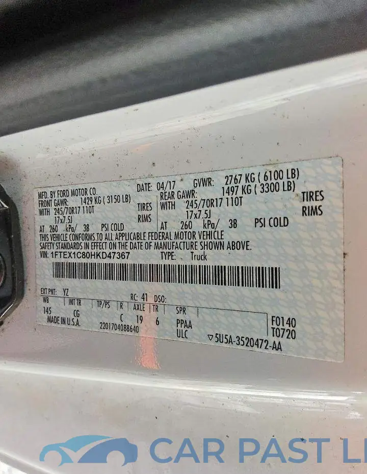 1FTEX1C80HKD47367# 13