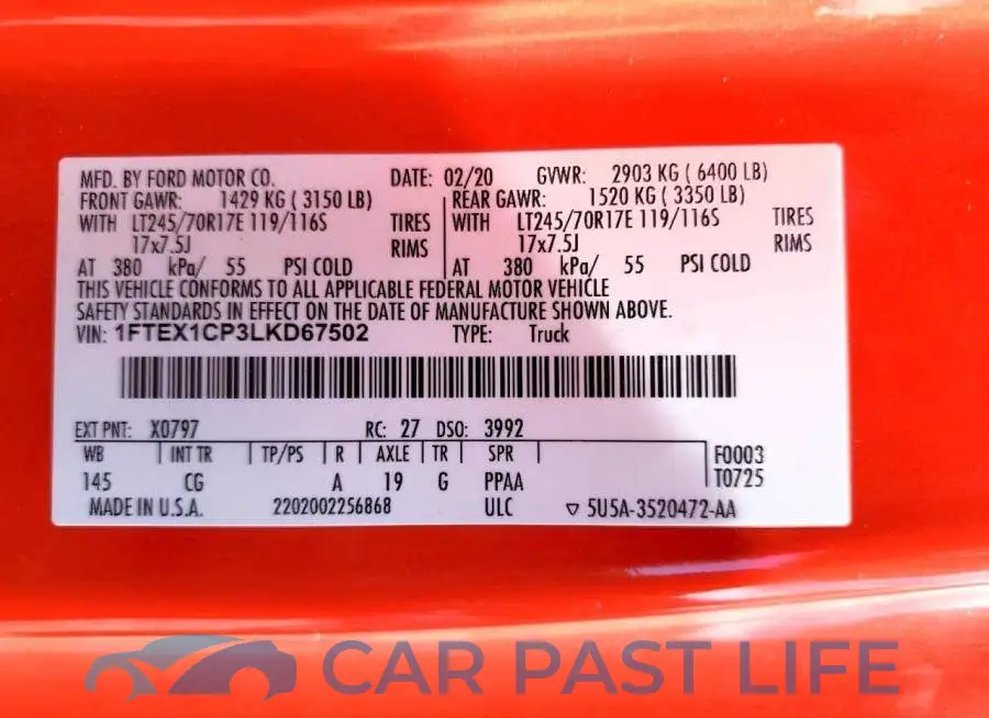 1FTEX1CP3LKD67502# 12