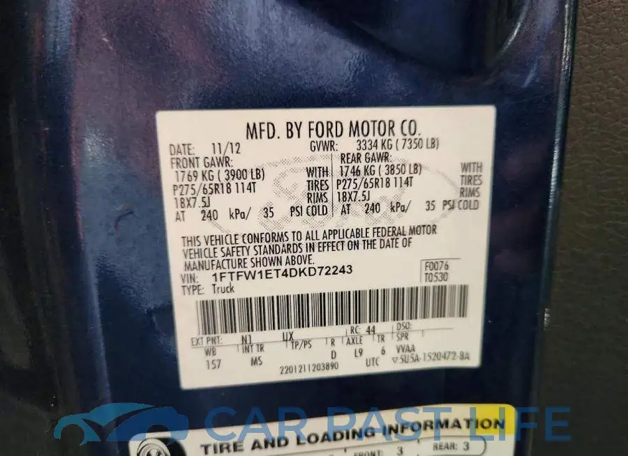 1FTFW1ET4DKD72243# 12
