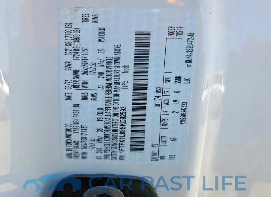 1FTFX1L89SKD92593# 13