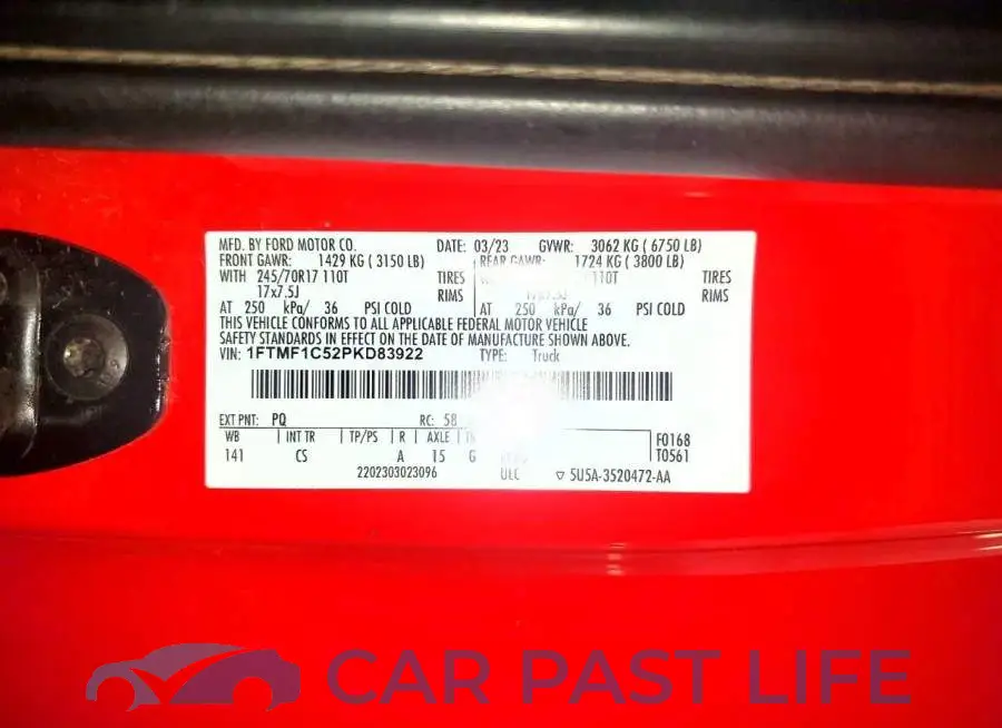 1FTMF1C52PKD83922# 12