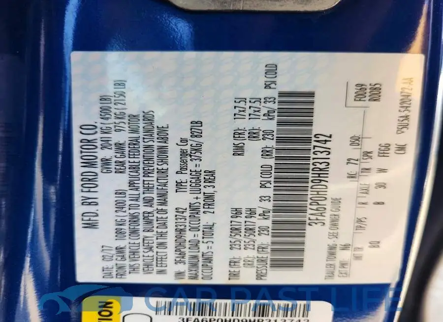3FA6P0HD9HR313742# 12