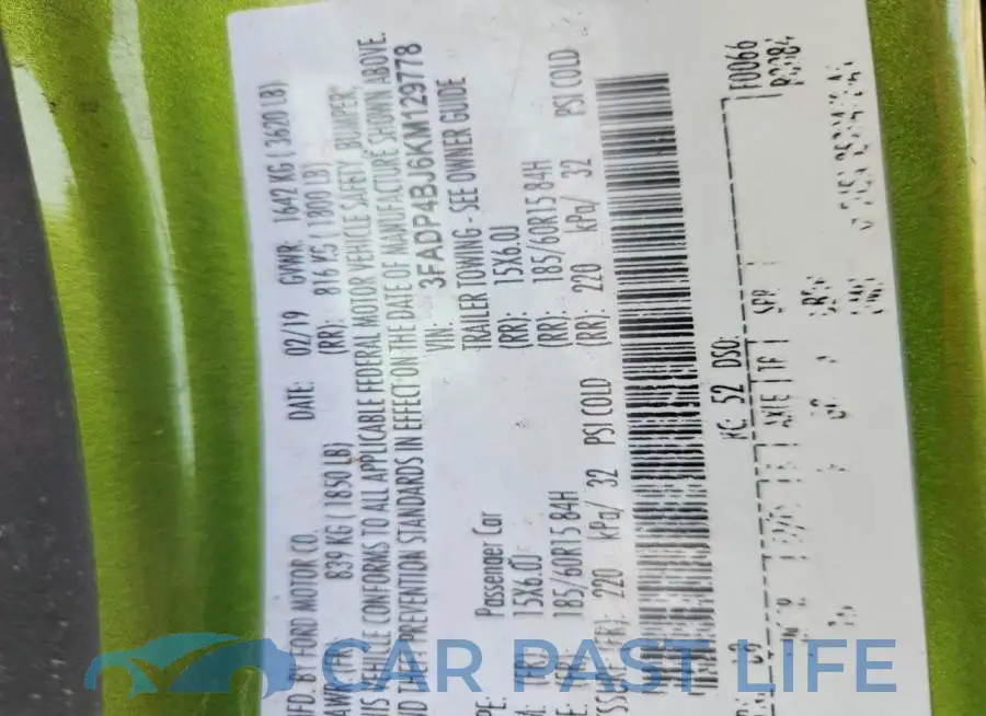 3FADP4BJ6KM129778# 12