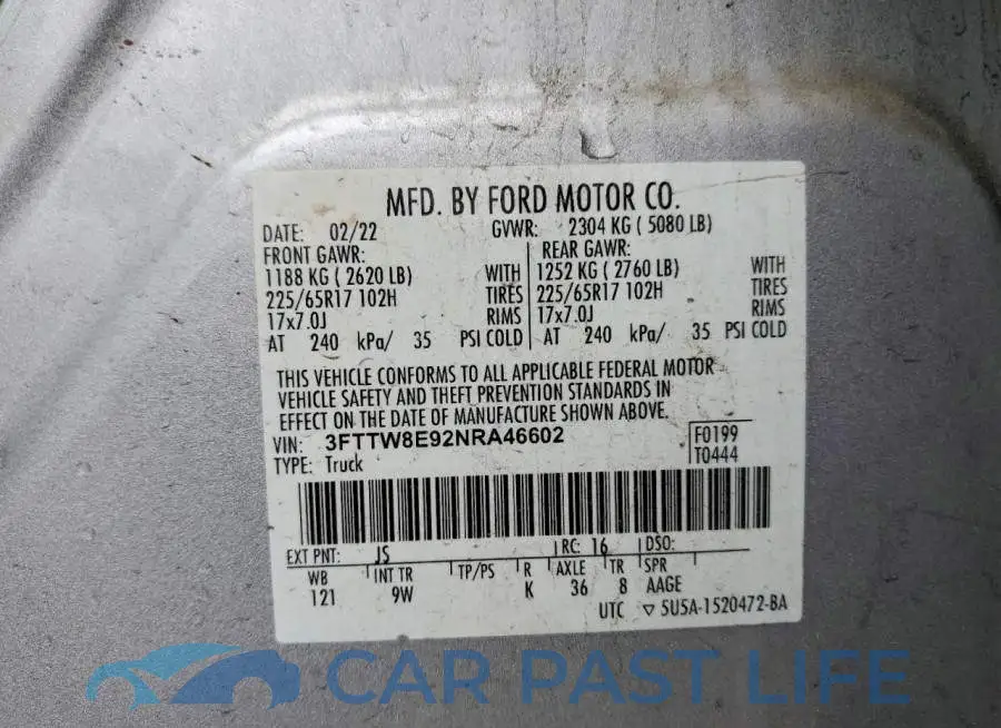 3FTTW8E92NRA46602# 12