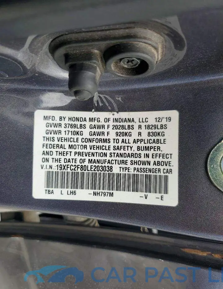 19XFC2F80LE203038# 12