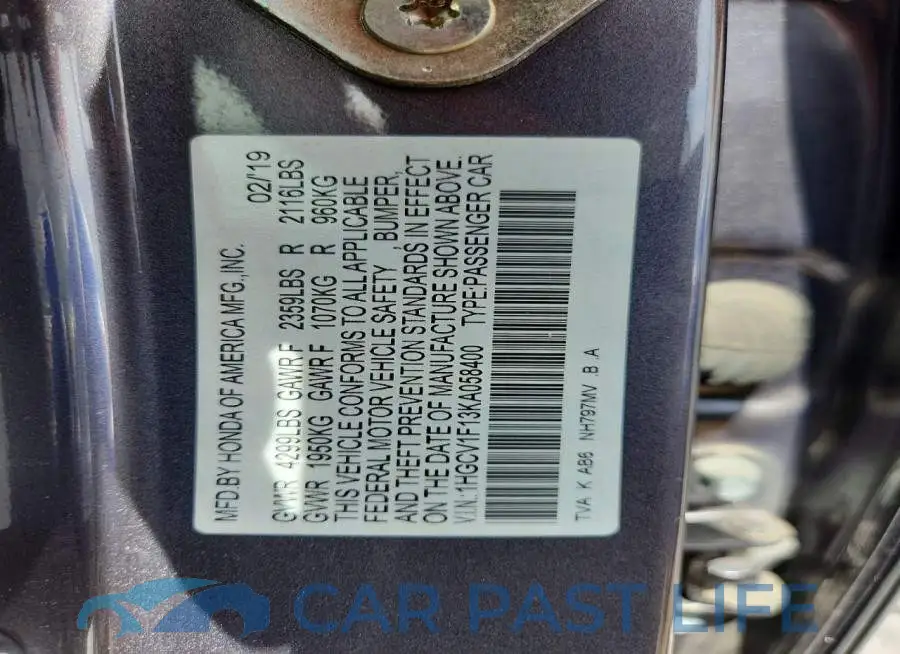 1HGCV1F13KA058400# 13