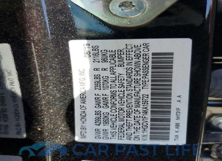 1HGCV1F14KA159722# 12