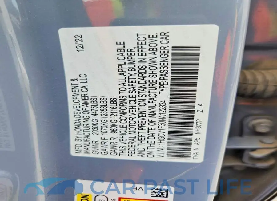1HGCV1F30NA122334# 13