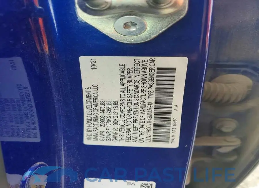 1HGCV1F42MA124240# 12