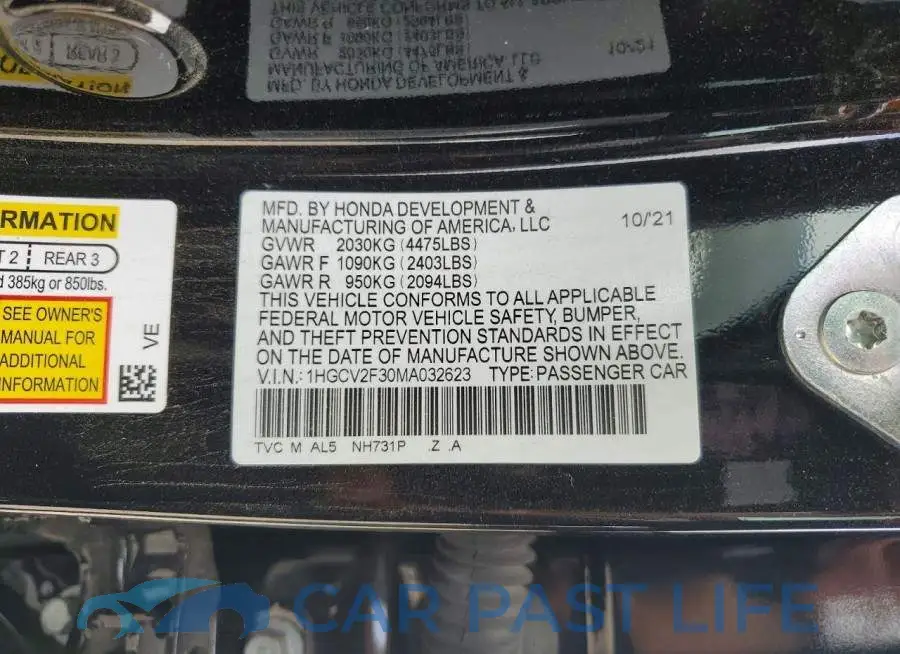 1HGCV2F30MA032623# 12