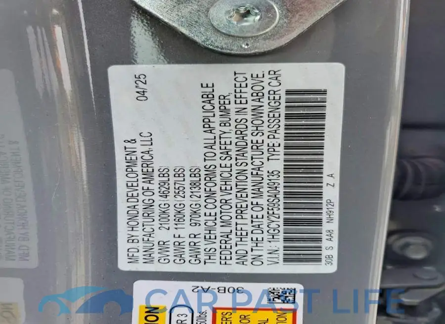 1HGCY2F59SA049135# 13