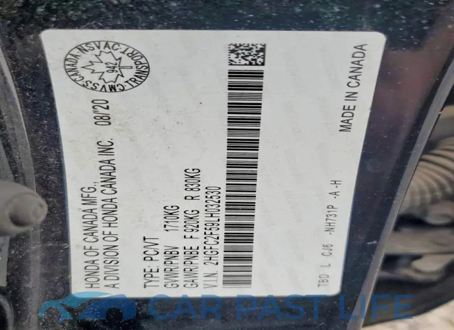 2HGFC2F59LH032530# 12