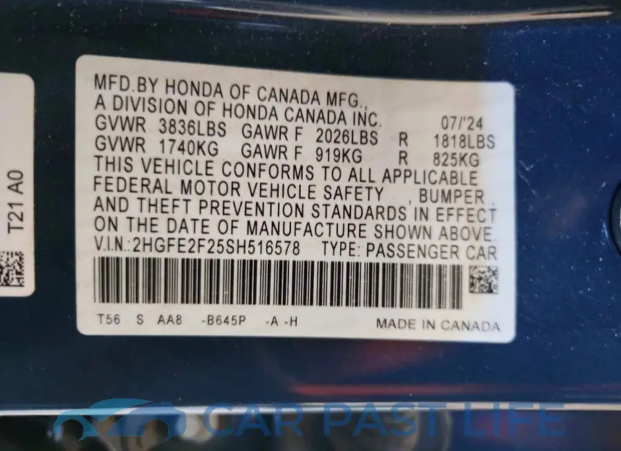 2HGFE2F25SH516578# 12