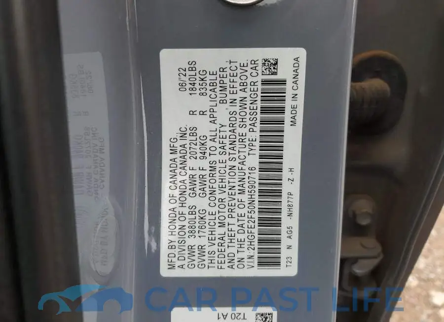 2HGFE2F50NH590716# 12