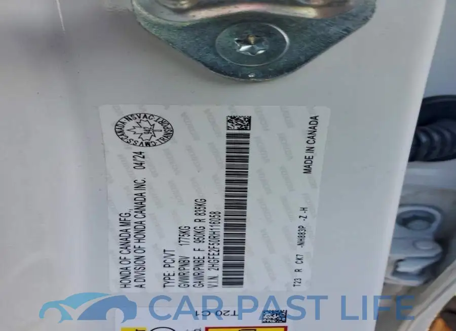 2HGFE2F50RH116058# 12