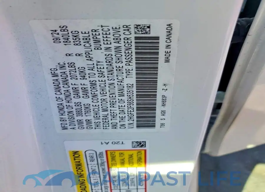 2HGFE2F56SH535182# 12