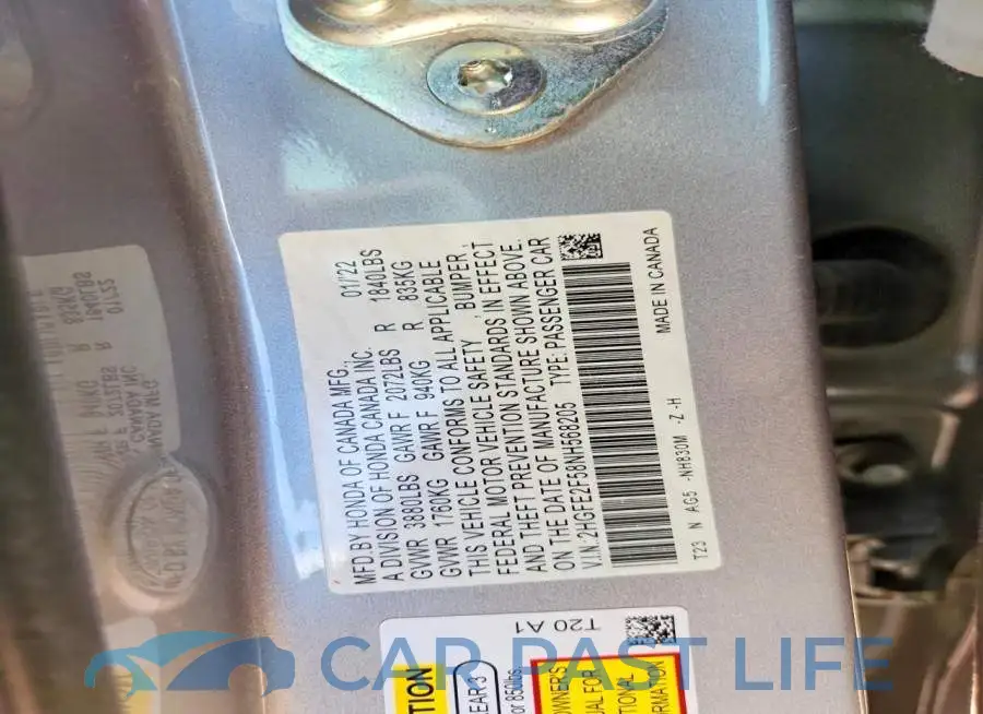 2HGFE2F58NH568205# 12