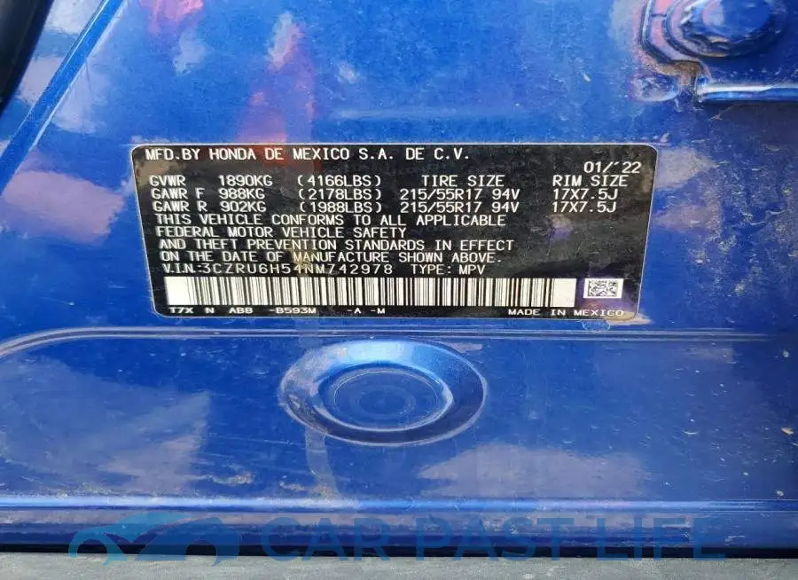 3CZRU6H54NM742978# 12