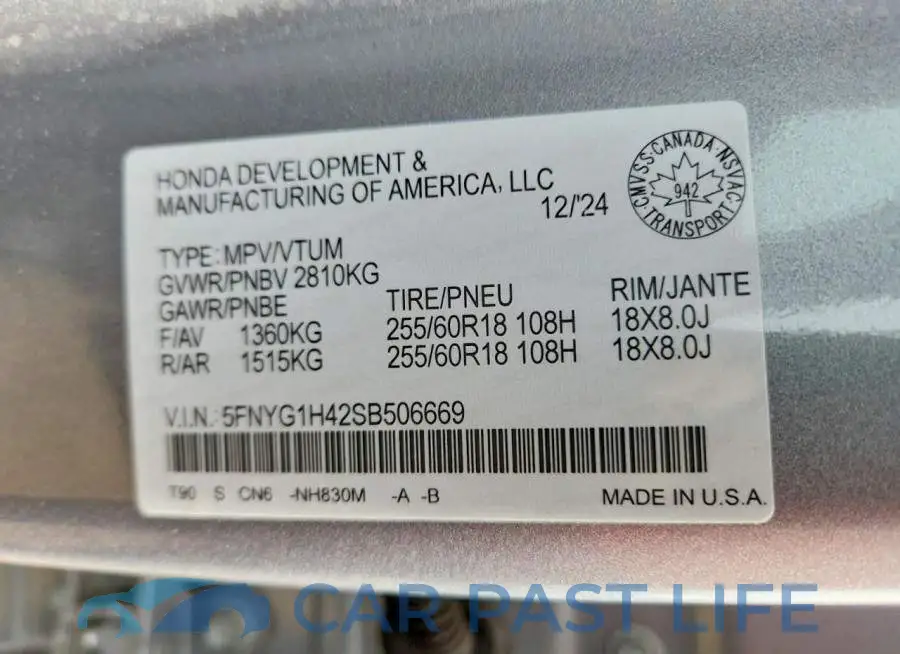 5FNYG1H42SB506669# 13