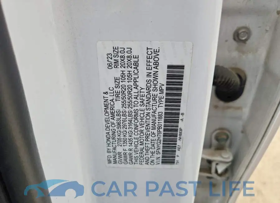 5FNYG2H76PB011883# 14