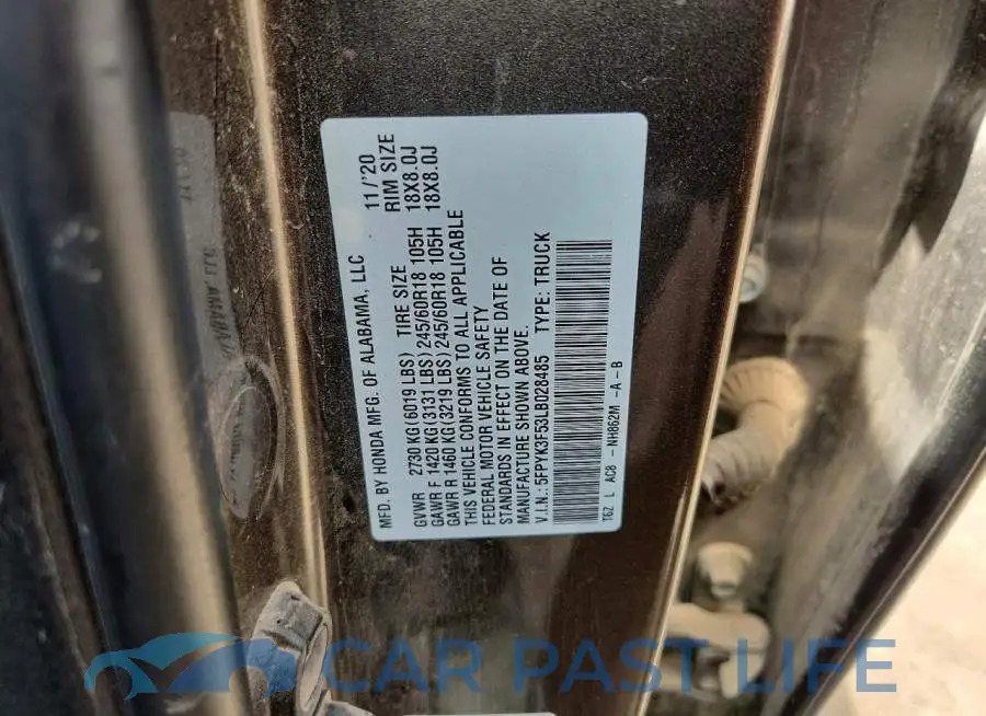 5FPYK3F53LB028485# 12