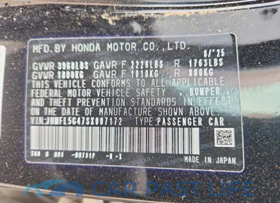 JHMFL5G47SX007172# 12