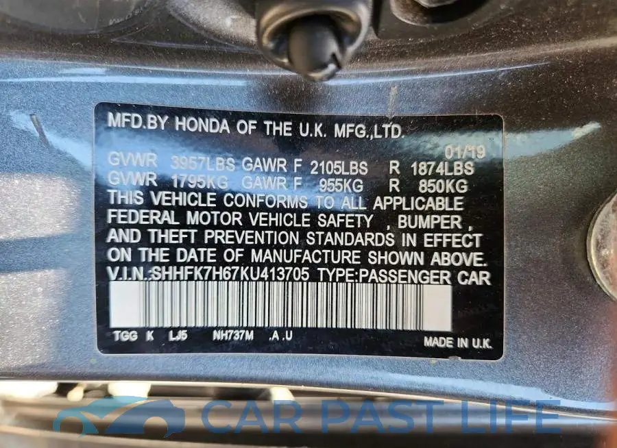 SHHFK7H67KU413705# 12