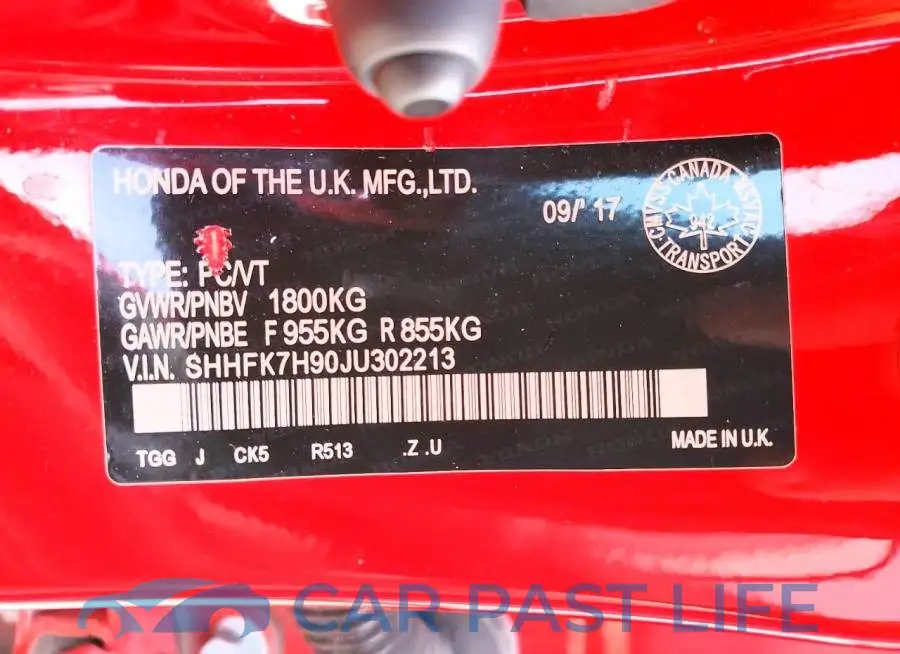 SHHFK7H90JU302213# 12