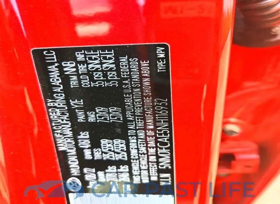 5NMJFCAE5NH116932# 13