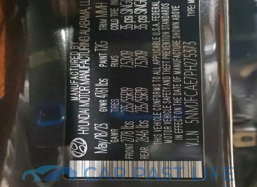 5NMJFCAE7PH275373# 14