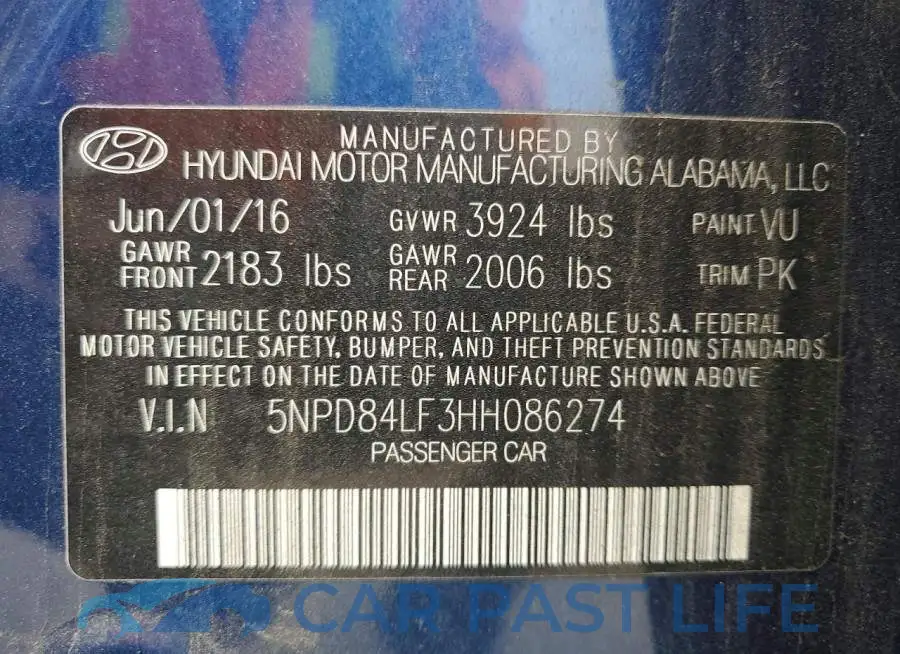 5NPD84LF3HH086274# 12