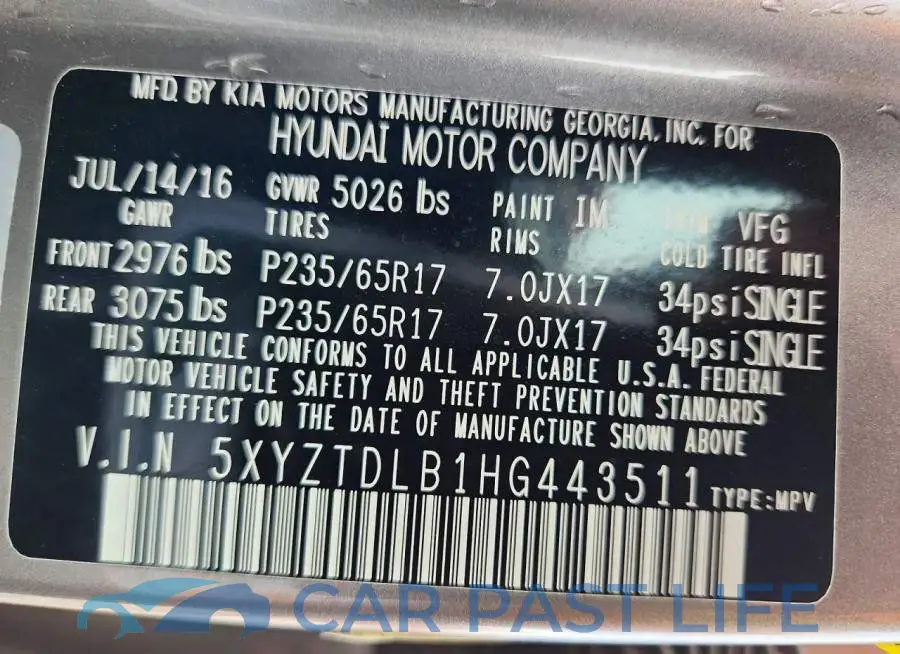 5XYZTDLB1HG443511# 13