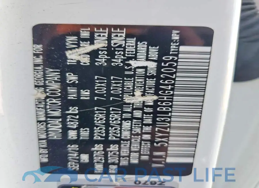 5XYZU3LB6HG462059# 13