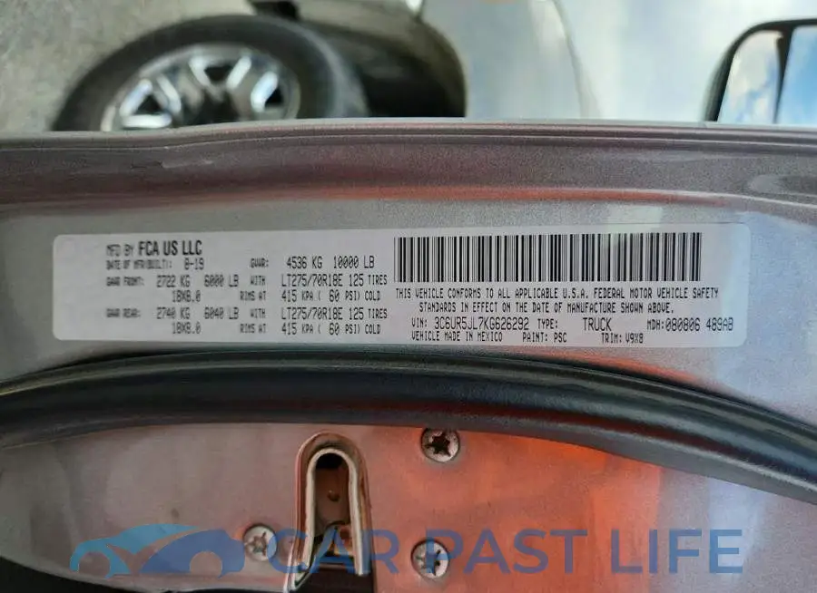3C6UR5JL7KG626292# 12