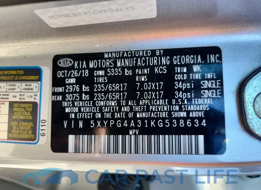 5XYPG4A31KG538634# 13