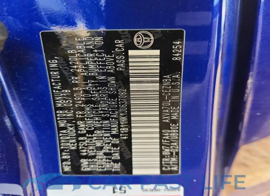 4T1B11HK1JU637082# 13
