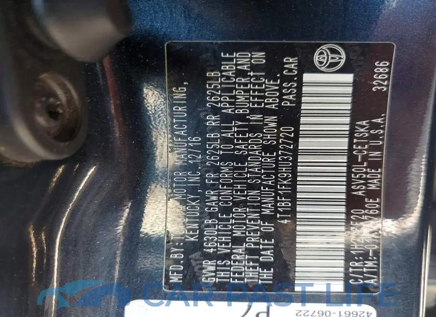 4T1BF1FK9HU372720# 13