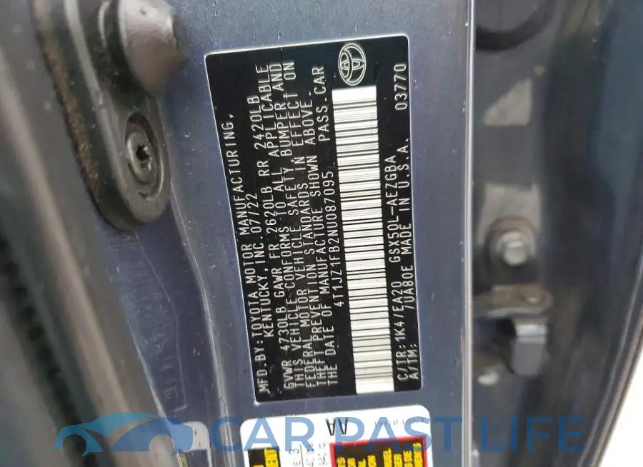 4T1JZ1FB2NU087095# 12