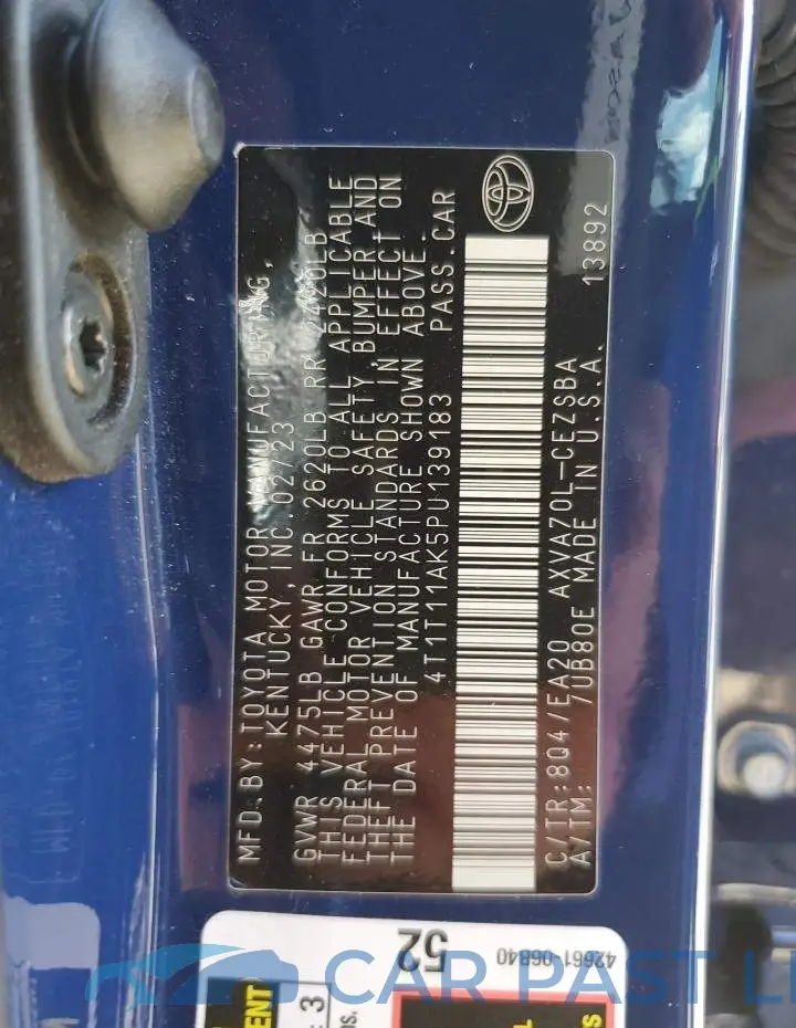 4T1T11AK5PU139183# 12