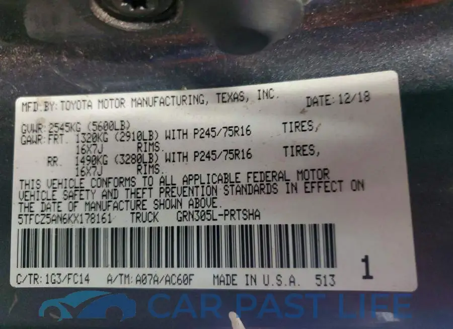 5TFCZ5AN6KX178161# 12