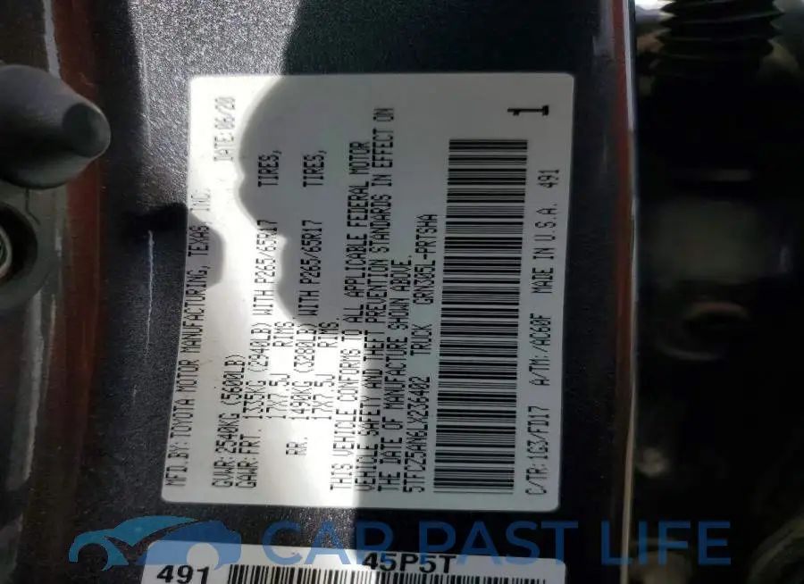 5TFCZ5AN6LX236402# 12