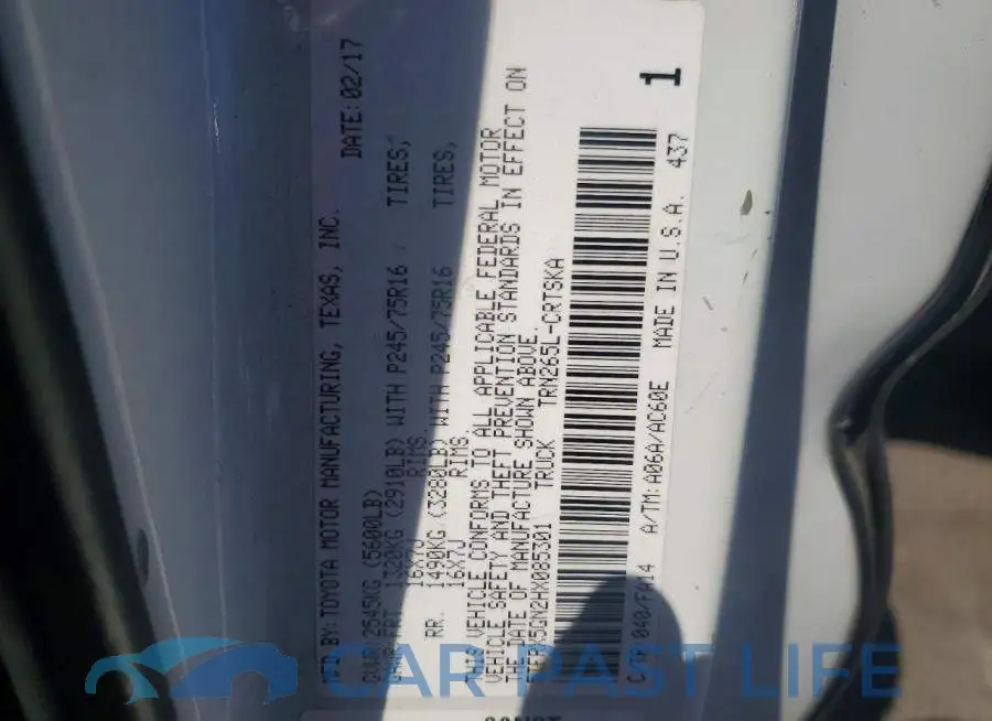 5TFRX5GN2HX085301# 12