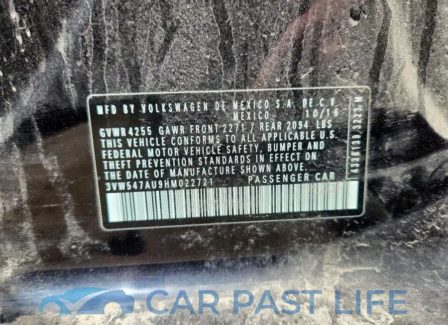 3VW547AU9HM022721# 12