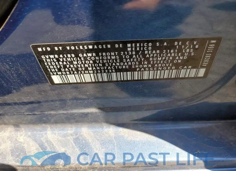 3VWDB7AJ2HM292235# 12